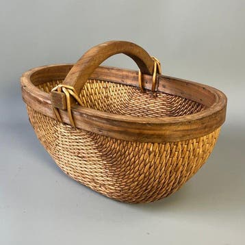 Mand - Vintage - Gewoven Rieten Chinese ronde en ovale