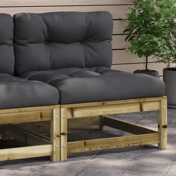 vidaXL Tuinbank zonder armleuningen met kussens hout, Tuin en Terras, Verzenden, Nieuw