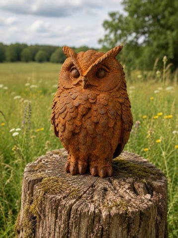 Beeld, large heavy owl cast metal - 20 cm - Gietijzer