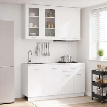 vidaXL Keukenblok LYON 4 st Wit Bewerkt hout, Verzenden, Nieuw