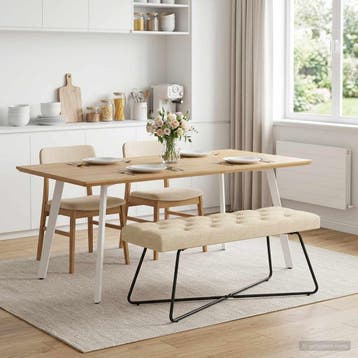 vidaXL Bank met knopen tufting Crèmekleurig 110 x 40 x 46 cm, Verzenden