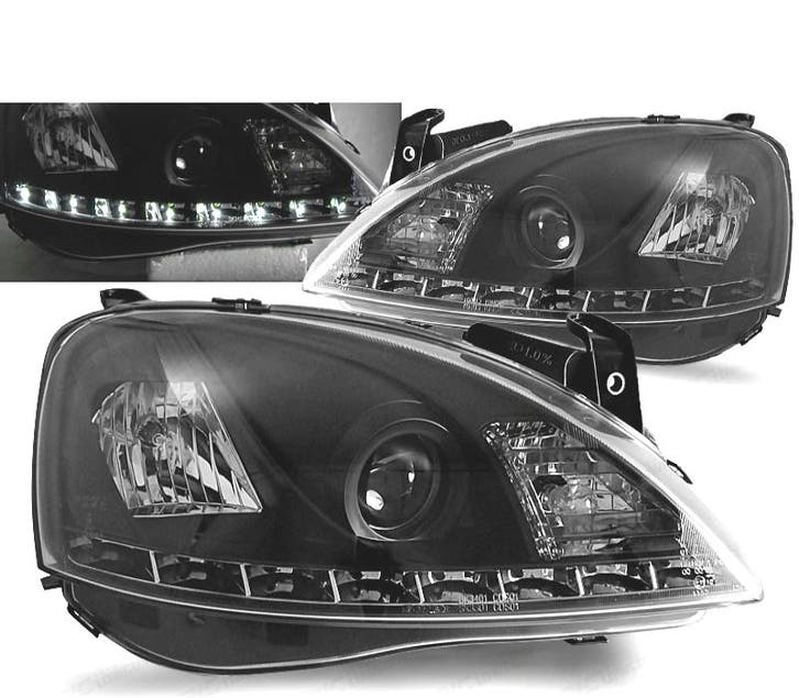 Phares Pour Opel Corsa C 00-06 Led Daylight Noir, Autos : Pièces & Accessoires, Éclairage, Envoi