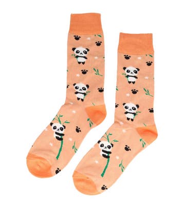 Sokken katoen – panda print - oranje zwart wit – maat 36-43, Nieuw
