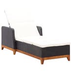 vidaXL Ligbed poly rattan en massief acaciahout zwart, Verzenden