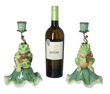 Kaarsenhouder (2) - Brons, Porselein - Musical frogs