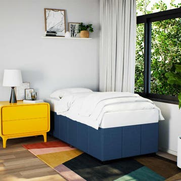 vidaXL Bedframe zonder matras 90x200 cm stof blauw, Verzenden