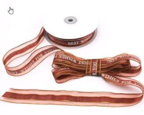Lint Organza Best Wishes Caffee Bruin 25 mm rol 5 meter, Hobby en Vrije tijd, Knutselen, Nieuw