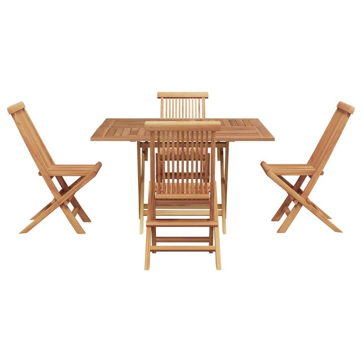 vidaXL Tuin Eettafel Set Bruin Massief Teakhout, Jardin & Terrasse, Ensembles de jardin, Envoi