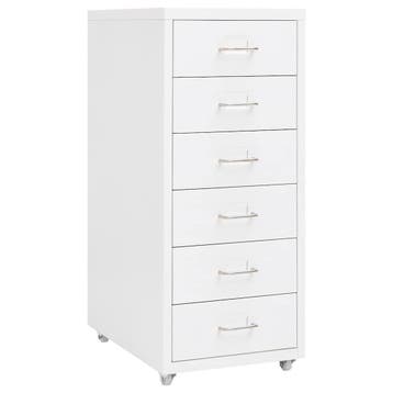 vidaXL Ladeblok verrijdbaar 28x41x69 cm metaal wit, Verzenden, Nieuw