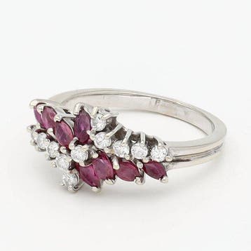 Bague - 18 carats Or blanc Rubis - Diamant, Nieuw