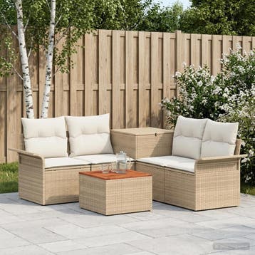 vidaXL Bankstel 6 st 4-Aantal zitplaatsen Beige en Crème Wit, Tuin en Terras, Verzenden, Nieuw