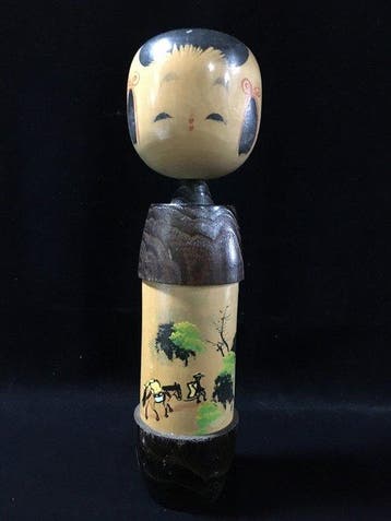 Vintage Japanse creatieve Kokeshi-pop door Usaburo Okamoto -
