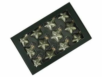 Stervormige kerstballen glas graniet groen combi mat glans, Diversen, Kerst, Nieuw