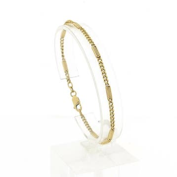 Gouden gourmet schakelarmband, Ophalen of Verzenden, Gebruikt, Goud, Goud