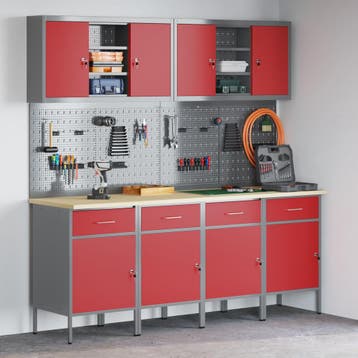 vidaXL Werk Cabinet met lade 10 st Rood Engineered hout en, Verzenden, Nieuw