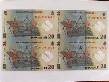 Roemenië. - 4 x 20 Lei - 2025 - Sheet of 4 - Pick 119Ac1