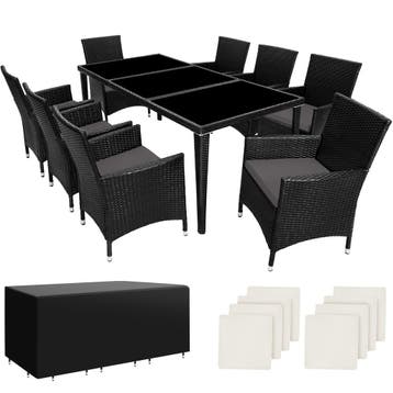 tectake Aluminium wicker zitgroep Menorca 8+1 met beschermho, Verzenden, Nieuw