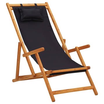 vidaXL Opklapbare stoel van massief eucalyptushout en stof,, Jardin & Terrasse, Verzenden