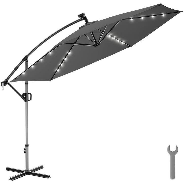 tectake Parasol Artemis, 360° draaibaar, LED-solar, 3,5 x 3,, Tuin en Terras, Zonneschermen, Verzenden