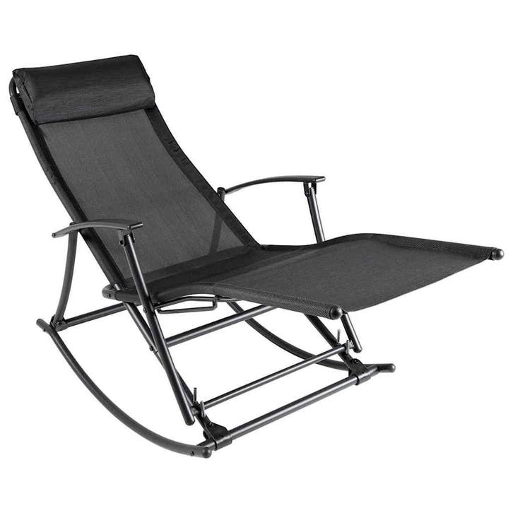 vidaXL Tuinschommelstoel staal en textileen zwart, Tuin en Terras, Tuinstoelen, Nieuw, Verzenden