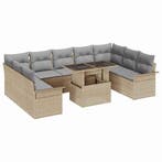 vidaXL Tuinbank Set met kussen met kussen 10 pcs Beige Poly, Verzenden, Nieuw