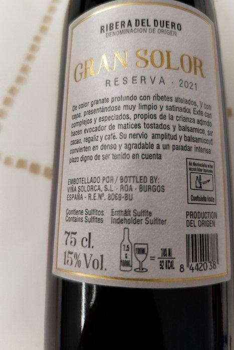 2021 Viña Solorca, Gran Solorca - Ribera del Duero Reserva -, Collections, Vins