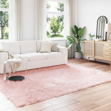 vidaXL Tapijt van imitatie schapenvacht TAFALLA Roze 200 x, Verzenden