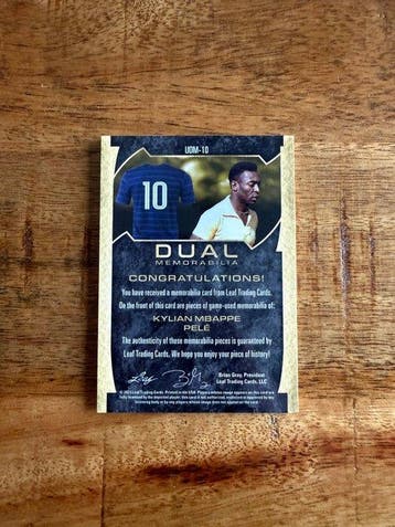 2023/24 Leaf Ultimate Leaf Soccer Kylian Mbappé, Pelé UDM-10, Nieuw