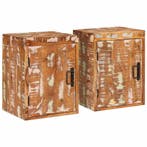 vidaXL Nachtkastje 2 pcs Bruin 35 x 33 x 48 cm Massief, Verzenden, Nieuw