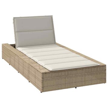 vidaXL Ligbed met zwevend kussen poly rattan beige, Tuin en Terras, Verzenden, Nieuw