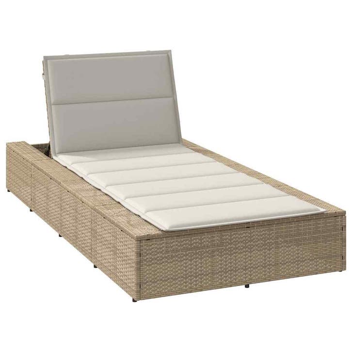 vidaXL Ligbed met zwevend kussen poly rattan beige, Tuin en Terras, Ligbedden, Nieuw, Verzenden