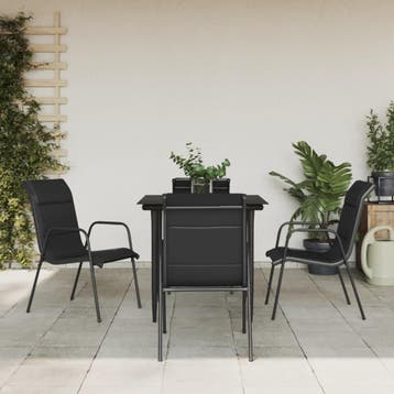 vidaXL 5-delige Tuinset textileen en staal zwart, Verzenden, Tuinset
