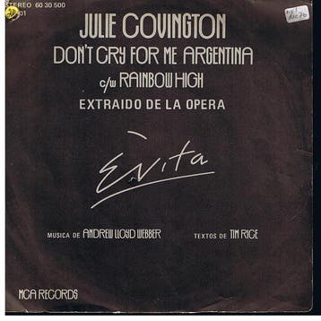 Julie Covington - Dont Cry For Me Argentina / Rainbow High, Verzenden, Gebruikt