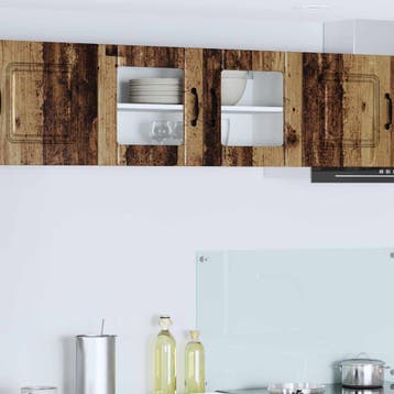vidaXL Wandglas Kasten LUCCA Oud hout 80 x 31 x 40 cm, Verzenden