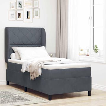 vidaXL Boxspring bed met kussen Donkergrijs 190 x 90 cm, Verzenden, Nieuw