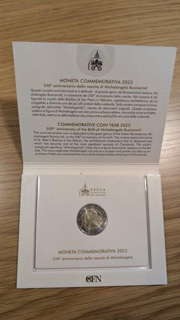 Vaticaan. 2 Euro 2025 Michelangelo (Zonder minimumprijs), Postzegels en Munten