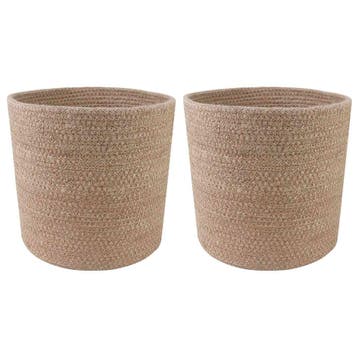 vidaXL Plantenpot Set 2 st Naturel Ø 21 x 21 cm 100% Tossa, Verzenden