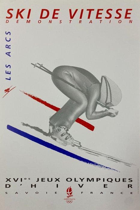 Anonymous - Albertville 92 - Ski de Vitesse Demonstration -, Antiquités & Art, Art | Dessins & Photographie