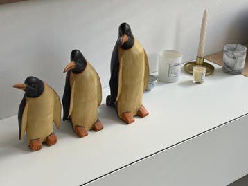 Decoratief ornament - Vintage houten pinguïns, uit hout