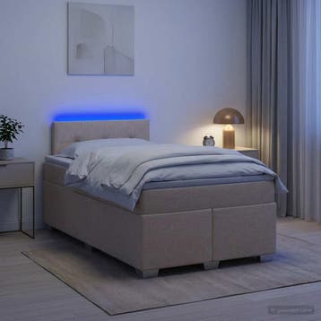 vidaXL Boxspringbed met matras en LED Crèmekleurig 120 x 200, Verzenden, Nieuw