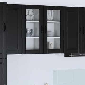 vidaXL Wandglas Kasten PORTO Zwart 40 x 31 x 80 cm Bewerkt, Verzenden