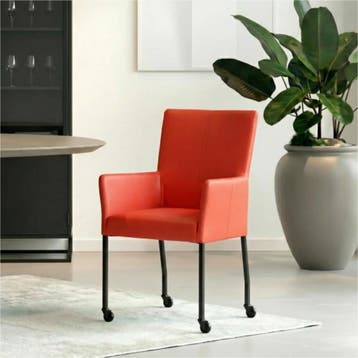Set van 8 Leren eetkamerstoelen Deal met armleuning -, Ophalen of Verzenden, Nieuw, Leer