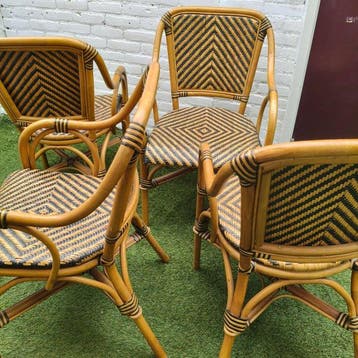 Fauteuil - Rattan - Set van vier Franse bistro-stijl