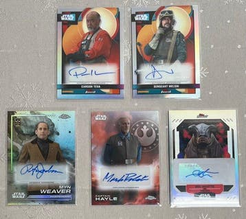 Star Wars - 5x autograph card - Finest, Chrome -, Nieuw
