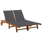 vidaXL Ligbed 2-persoons met kussens massief acaciahout, Tuin en Terras, Verzenden, Nieuw