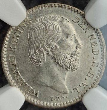 Nederland. Willem III. 10 Cents 1877 in slab