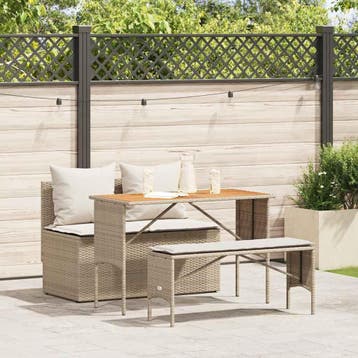 vidaXL 3-delige tuinset met kussens, beige polyrotan, Tuin en Terras, Tuinsets en Loungesets, Verzenden, Nieuw, Tuinset