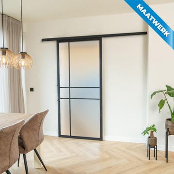Stalen Schuifdeur met koofsysteem Zwart6 Vlaks Maatwerk Mat, Doe-het-zelf en Bouw, Raamkozijnen en Schuifdeuren, Nieuw, Metaal