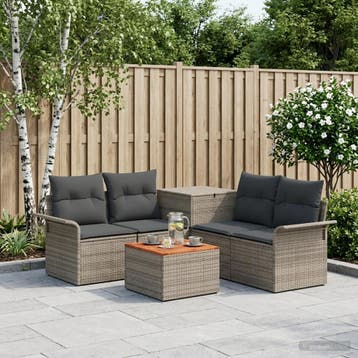 vidaXL Bankstel 6 st 4-Aantal zitplaatsen Grijs en, Tuin en Terras, Verzenden, Nieuw