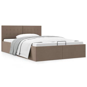 vidaXL Bedframe met hydraulische opslag stof taupe 140x200, Verzenden